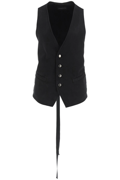 Shop Ann Demeulemeester Denim And Poplin Margot Waistcoat