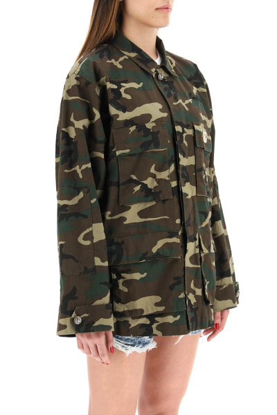 Shop Dolce & Gabbana Camouflage Cotton Safari Jacket In Green,brown,khaki