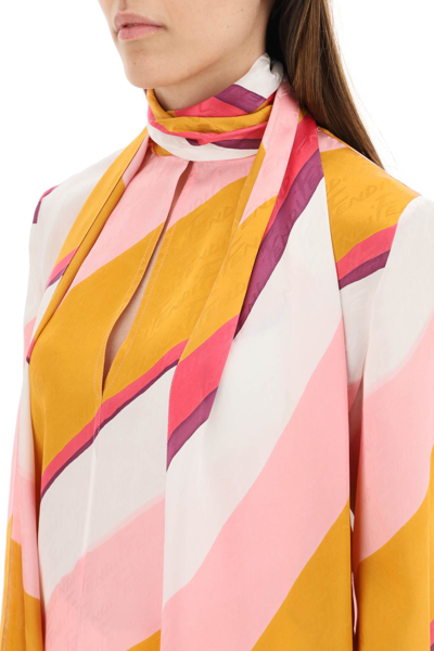 Shop Fendi Brush Silk Shirt In Orange,pink,white
