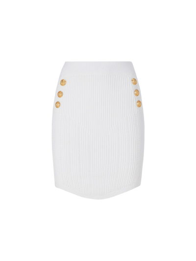 Shop Balmain Women's White Viscose Skirt