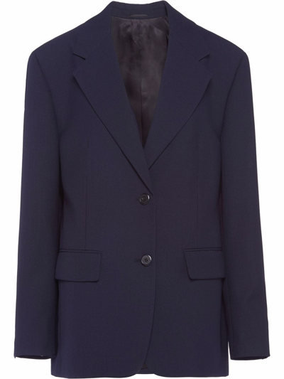 Shop Prada Women's Blue Wool Blazer