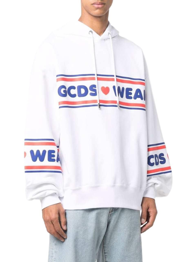 Shop Gcds Men's White Cotton Sweatshirt