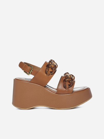 Shop See By Chloé Mahe Leather Wedge Sandals