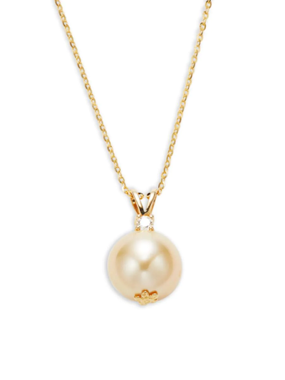 Shop Tara Pearls Women's 14k Yellow Gold, Diamond & 12-13mm Cultured South Sea Pearl Necklace