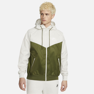 Shop Nike Sportswear Windrunner Men's Hooded Jacket In Rough Green,light Bone,white