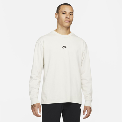 Shop Nike Men's  Sportswear Premium Essentials Long-sleeve T-shirt In Grey