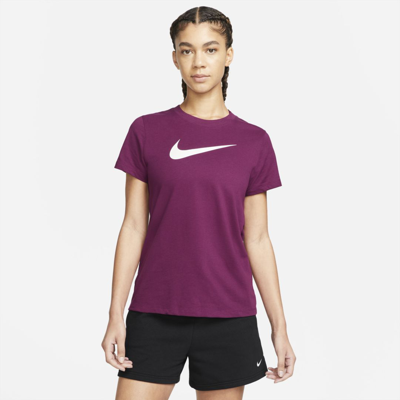 Shop Nike Dri-fit Women's Training T-shirt In Sangria