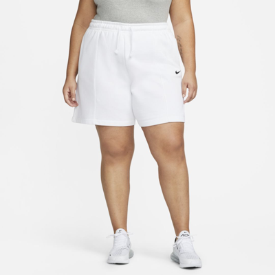Shop Nike Women's  Sportswear Essential Fleece High-rise Shorts (plus Size) In White
