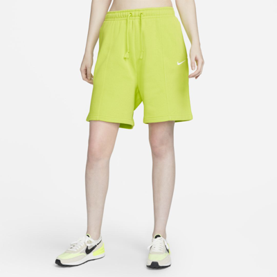 Shop Nike Women's  Sportswear Essential Fleece High-rise Shorts In Green