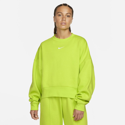 Shop Nike Women's  Sportswear Collection Essentials Oversized Fleece Crew Sweatshirt In Green