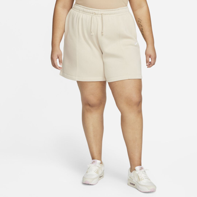 Shop Nike Women's  Sportswear Essential Fleece High-rise Shorts (plus Size) In Brown