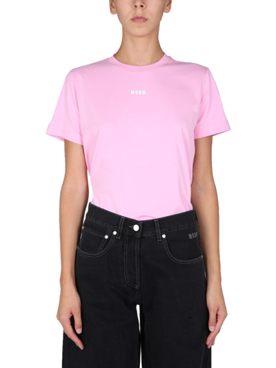 Shop Msgm Crew Neck T-shirt In Pink