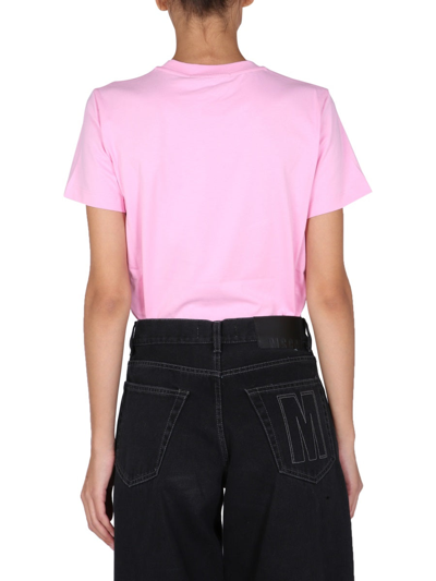 Shop Msgm Crew Neck T-shirt In Pink