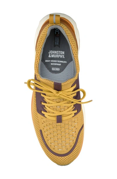 Shop Johnston & Murphy Xc4® Tr1 Waterproof Sneaker In Gold Knit/ Full Grain