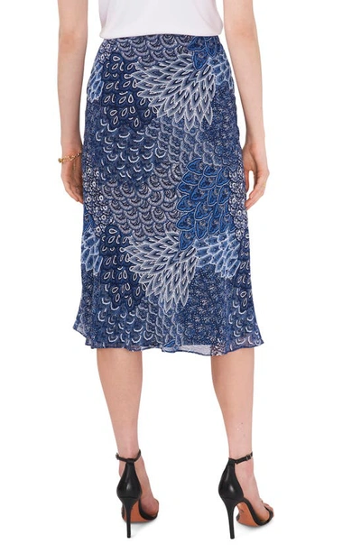 Shop Chaus Print Midi Skirt In Denim Blue/ White