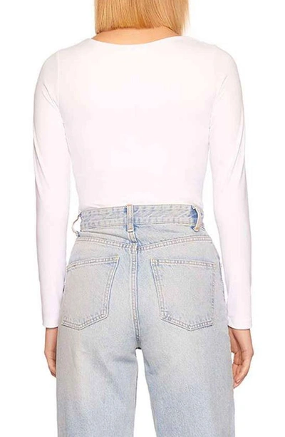 Susana Monaco Diagonal Neckline Long Sleeve Top In Sugar