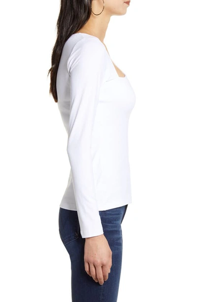 Shop Susana Monaco Diagonal Neck Long Sleeve Top In Sugar