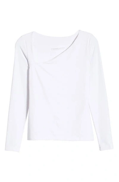 Shop Susana Monaco Diagonal Neck Long Sleeve Top In Sugar