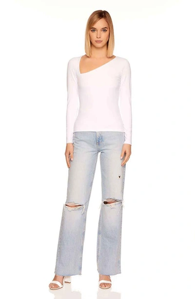 Shop Susana Monaco Diagonal Neck Long Sleeve Top In Sugar