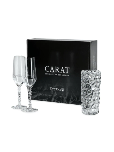 Shop Orrefors Carat 3-piece Vase & Flute Set