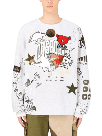 Shop Dolce & Gabbana Dg Sport Graphic-print Sweatshirt In Grey
