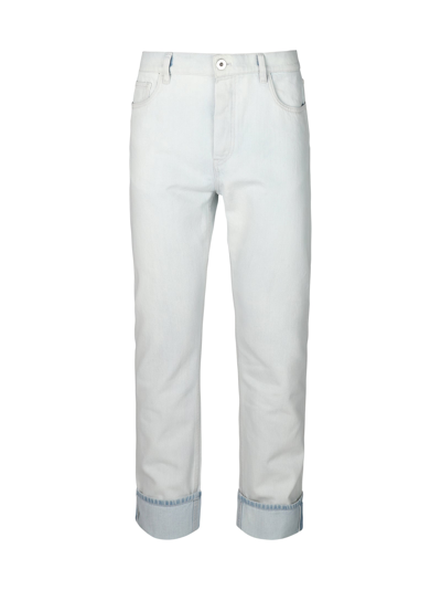 Shop Prada Five-pocket Pants In Organic Denim In White