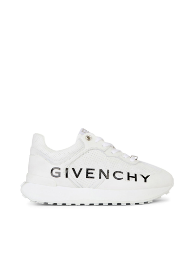 Shop Givenchy Giv Runner Sneakers In Perforated Leather In White