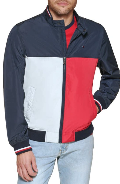 Shop Tommy Hilfiger Lightweight Bomber Jacket In Red/ice/navy