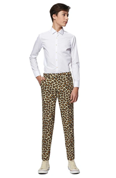 Opposuits Kids' The Jag Two-piece Suit With Tie In Leopard