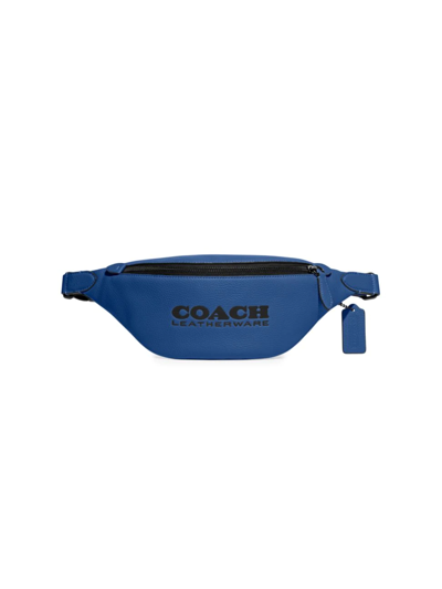 Shop Coach Charter Leather Belt Bag In Blue Fin Black