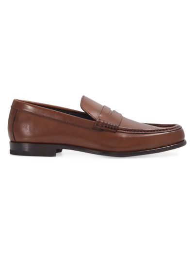 Shop Paul Stuart Men's Leather Penny Loafers In Brown