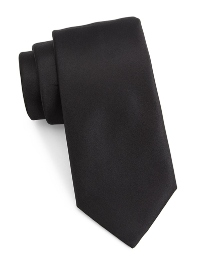 Shop Emporio Armani Silk Neck Tie In Solid Dark
