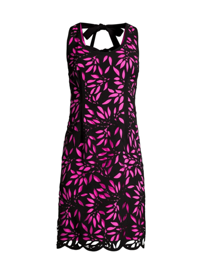 Shop Shani Women's Laser-cut Bow-back Dress In Black Fuchsia