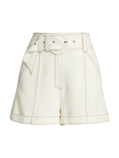 Shop Cinq À Sept Women's Aldi Belted High-waisted Shorts In Alabaster Black