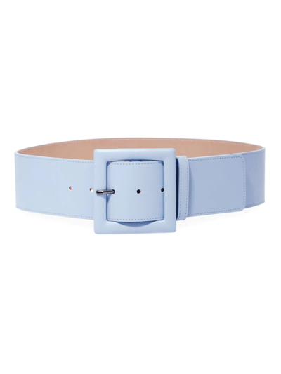 Shop Carolina Herrera Women's Icon Large Square Buckle Belt In Sky Blue