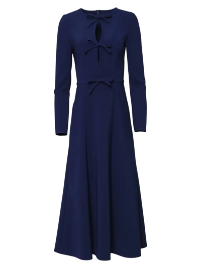 Shop Carolina Herrera Women's Icon Triple Bow Midi-dress In Midnight
