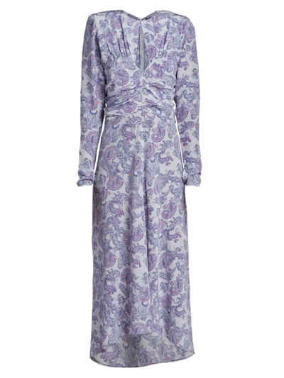 Shop Isabel Marant Women's Telima Paisley Silk Midi-dress In Ice Blue