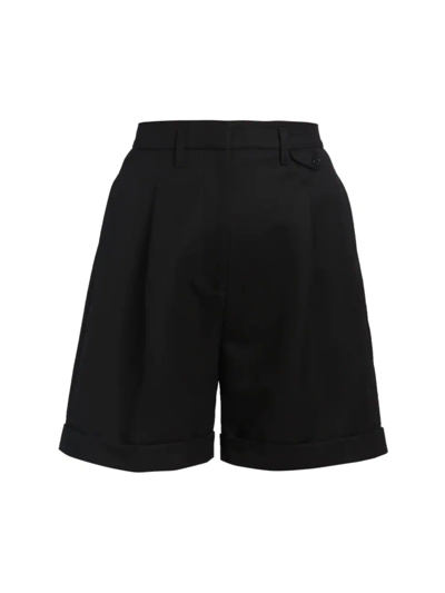 Shop Anine Bing Women's Pleated Wool Shorts In Black