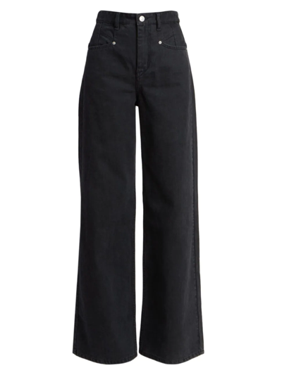 Shop Isabel Marant Women's Lemony High-rise Wide-leg Jeans In Black