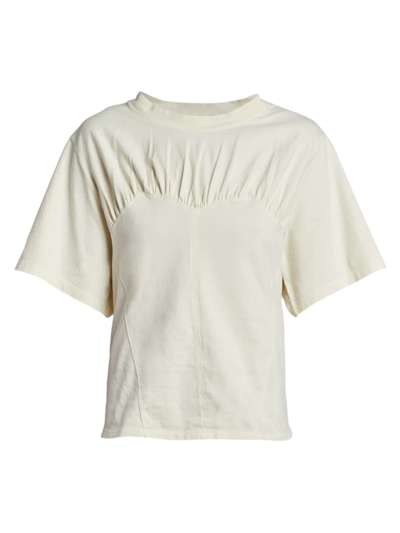 Shop Isabel Marant Women's Zazie Gathered Cotton T-shirt In Ecru