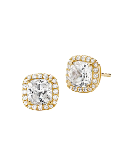 Shop Michael Kors Women's Premium 14k Goldplated Cushion-cut Cubic Zirconia Stud Earrings In Neutral
