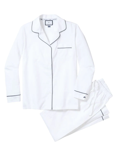 Shop Petite Plume Men's Navy Piping Pajama Set In White