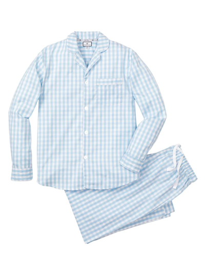 Shop Petite Plume Men's Gingham Pajama Set In Blue
