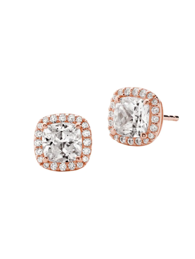 Shop Michael Kors Women's Premium 14k Rose Goldplated Cushion-cut Cubic Zirconia Stud Earrings