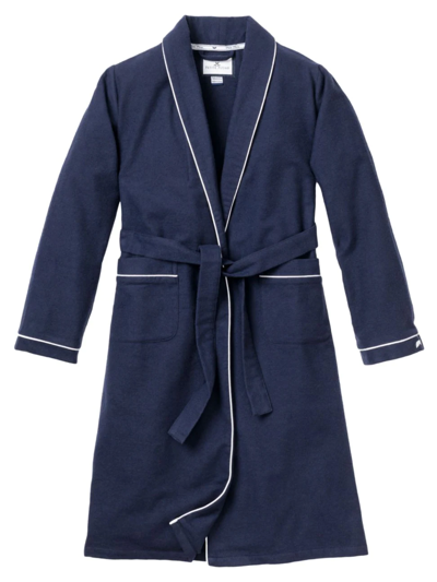 Shop Petite Plume Men's Flannel Robe In Navy