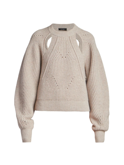 Shop Isabel Marant Women's Palma Wool & Cashmere Knit Cut-out Sweater In Beige