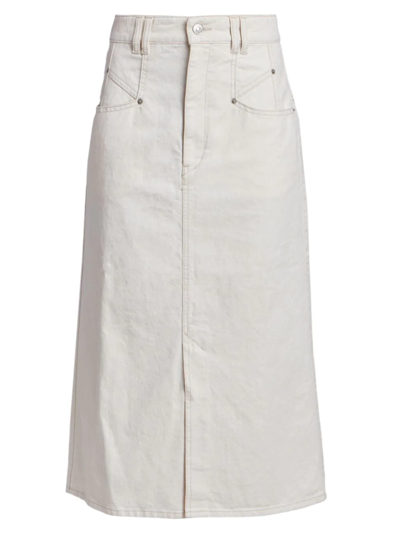 Shop Isabel Marant Women's Dipoma Denim Midi-skirt In Ecru