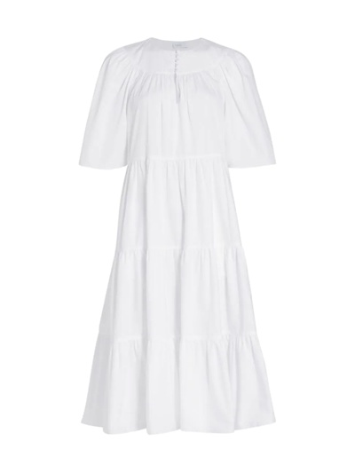 Shop Rosetta Getty Women's Tiered Cotton Dress In White