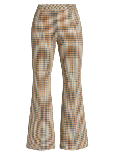 Rosetta Getty Cropped Checked Jacquard-knit Flared Pants In Brown | ModeSens