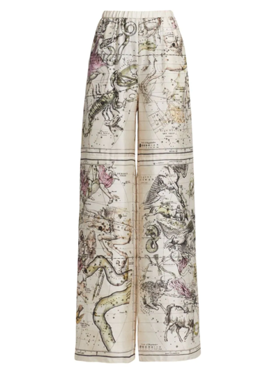Shop Rosetta Getty Women's Scarf-paneled Silk Wide-leg Pants In Neutral
